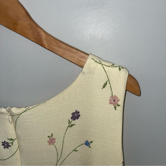 Teddi Vintage Dress Women’s Size 14 US Light Yellow Floral Shift Sleeveless - Picture 8 of 9